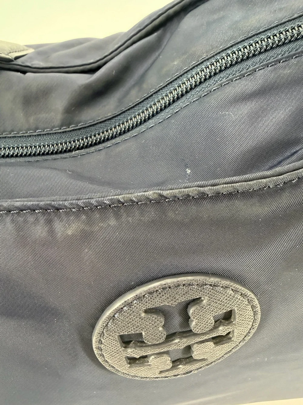 Tory Burch Ella Packable Lightweight Tote Blue Nylon Shopper Bag